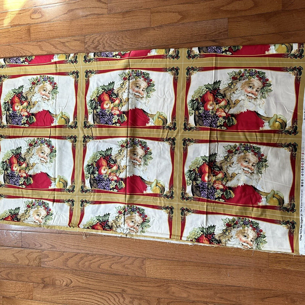 Santa Panel Christmas Peggy Toole Robert Kaufman Cotton Fabric 58" x 3.5 Yds